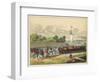 Two Horses Draw a Barge Along a German Canal-null-Framed Art Print