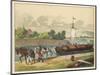 Two Horses Draw a Barge Along a German Canal-null-Mounted Art Print