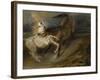 Two Horses Fighting in a Stormy Landscape, C.1828 (Oil on Canvas)-Ferdinand Victor Eugene Delacroix-Framed Giclee Print