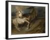 Two Horses Fighting in a Stormy Landscape, C.1828 (Oil on Canvas)-Ferdinand Victor Eugene Delacroix-Framed Giclee Print