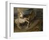 Two Horses Fighting in a Stormy Landscape, C.1828 (Oil on Canvas)-Ferdinand Victor Eugene Delacroix-Framed Giclee Print