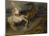 Two Horses Fighting in a Stormy Landscape, C.1828 (Oil on Canvas)-Ferdinand Victor Eugene Delacroix-Mounted Giclee Print