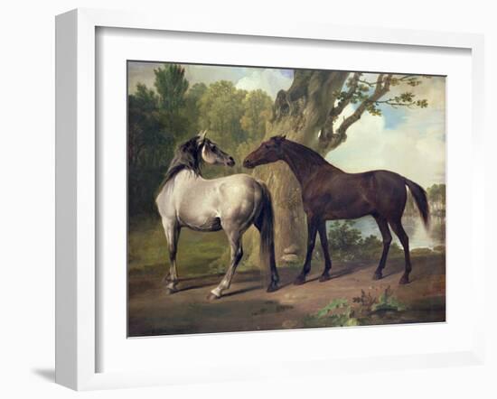 Two Horses in a Landscape-George Stubbs-Framed Giclee Print