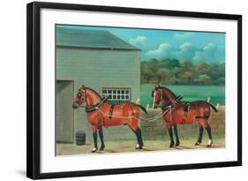 Two Horses in Harness, c.1910-null-Framed Giclee Print