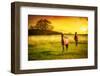 Two Horses in Meadow at Sunset-Chris_Elwell-Framed Photographic Print