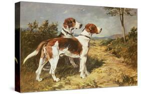 Two Hounds in a Landscape-John Emms-Stretched Canvas