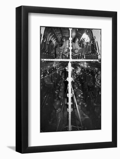 Two Hundred Paratroopers Sitting in Double Decker During Training Maneuvers-Hank Walker-Framed Photographic Print