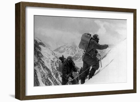 Two Hunza Porters Climb Up To the Fourth Camp on the Abruzzi Spur of K2-null-Framed Giclee Print