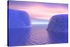 Two Icebergs Face to Face in the Ocean with Pink and Violet Sunrise-null-Stretched Canvas