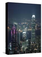 Two Ifc Building on Right and Skyline at Night, Hong Kong, China, Asia-Amanda Hall-Stretched Canvas