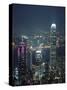 Two Ifc Building on Right and Skyline at Night, Hong Kong, China, Asia-Amanda Hall-Stretched Canvas