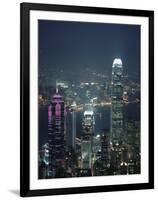 Two Ifc Building on Right and Skyline at Night, Hong Kong, China, Asia-Amanda Hall-Framed Photographic Print