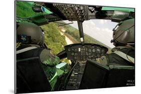 Two Instructor Pilots Practice Low Flying Operations in a Uh-1H Huey Helicopter-null-Mounted Photographic Print