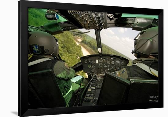 Two Instructor Pilots Practice Low Flying Operations in a Uh-1H Huey Helicopter-null-Framed Photographic Print