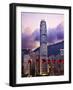 Two International Finance Centre Hong Kong Harbor Sunset Red Flags from Kowloon-William Perry-Framed Photographic Print
