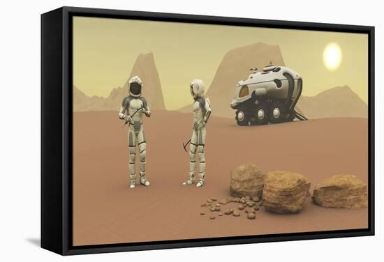 Two Intrepid Explorers Discuss the Next Phase of their Exploration of Mars-Stocktrek Images-Framed Stretched Canvas