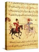 Two Islamic Men in Horseback Battle with Lances-null-Stretched Canvas