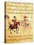 Two Islamic Men in Horseback Battle with Lances-null-Stretched Canvas