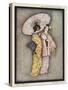 Two Japanese Geisha Girls, One Holding a Parasol-null-Stretched Canvas