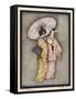 Two Japanese Geisha Girls, One Holding a Parasol-null-Framed Stretched Canvas