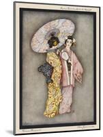 Two Japanese Geisha Girls, One Holding a Parasol-null-Mounted Art Print