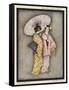 Two Japanese Geisha Girls, One Holding a Parasol-null-Framed Stretched Canvas