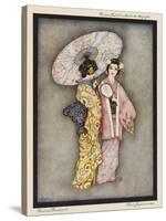 Two Japanese Geisha Girls, One Holding a Parasol-null-Stretched Canvas
