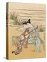 Two Japanese Lovers Play the Shamisen-Suzuki Harunobu-Stretched Canvas