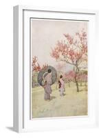 Two Japanese Women Admiring Peach Trees in Blossom-Ella Du Cane-Framed Art Print