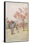 Two Japanese Women Admiring Peach Trees in Blossom-Ella Du Cane-Framed Stretched Canvas