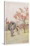 Two Japanese Women Admiring Peach Trees in Blossom-Ella Du Cane-Stretched Canvas