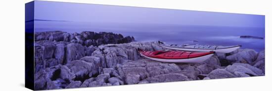 Two Kayaks on a Cliff, Cherry Hill, Nova Scotia, Canada-null-Stretched Canvas