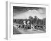 Two Kennel Workers Exercising Foxhounds on an English Country Lane-null-Framed Photographic Print