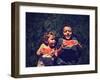 Two Kids Eating Watermelon-graphicphoto-Framed Photographic Print