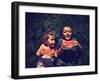 Two Kids Eating Watermelon-graphicphoto-Framed Photographic Print