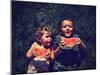 Two Kids Eating Watermelon-graphicphoto-Mounted Photographic Print