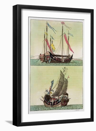 Two Kinds of Chinese Junk, Le Costume Ancien et Moderne, c.1820-30-Giovanni Bigatti-Framed Giclee Print