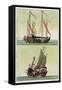 Two Kinds of Chinese Junk, Le Costume Ancien et Moderne, c.1820-30-Giovanni Bigatti-Framed Stretched Canvas