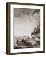 Two King's Messengers Attempt to Row into the Harbour at Calais-Pat Nicolle-Framed Giclee Print