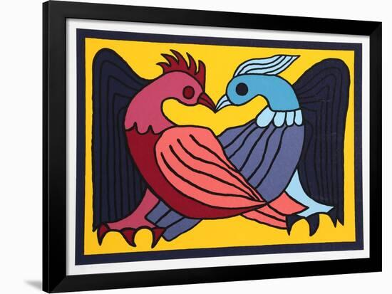 Two Kissing Doves-Victor Delfin-Framed Collectable Print