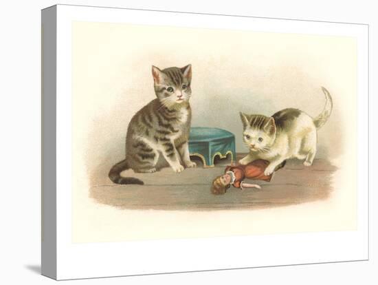 Two Kittens with Doll-null-Stretched Canvas