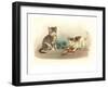 Two Kittens with Doll-null-Framed Art Print