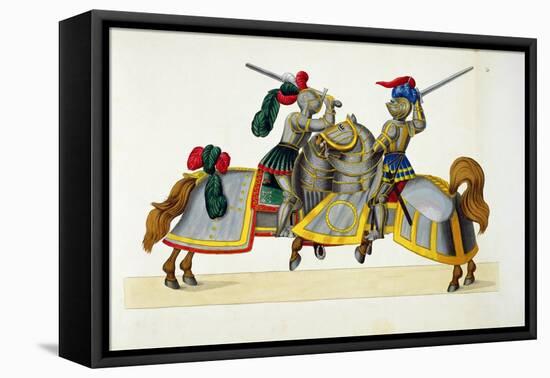 Two Knights at a Tournament, Plate from "A History of the Development and Customs of Chivalry"-Friedrich Martin Von Reibisch-Framed Stretched Canvas