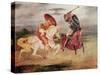 Two Knights Fighting in a Landscape, circa 1824-Eugene Delacroix-Stretched Canvas