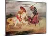 Two Knights Fighting in a Landscape, circa 1824-Eugene Delacroix-Mounted Premium Giclee Print