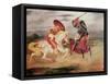 Two Knights Fighting in a Landscape, circa 1824-Eugene Delacroix-Framed Stretched Canvas