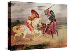 Two Knights Fighting in a Landscape, circa 1824-Eugene Delacroix-Stretched Canvas