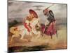 Two Knights Fighting in a Landscape, circa 1824-Eugene Delacroix-Mounted Giclee Print
