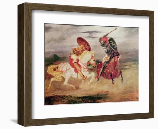 Two Knights Fighting in a Landscape, circa 1824-Eugene Delacroix-Framed Giclee Print