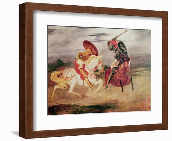 Two Knights Fighting in a Landscape, circa 1824-Eugene Delacroix-Framed Giclee Print